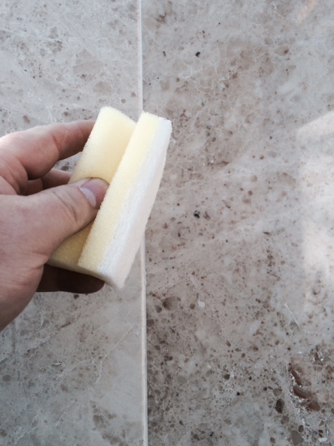 Step 2 - Ensure grout joints are dry after cleaning.
