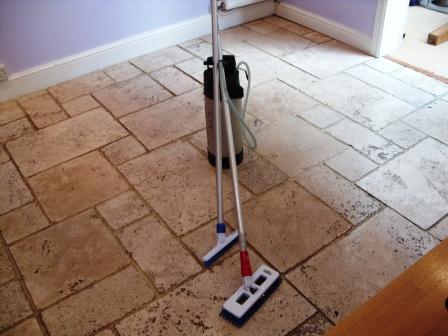 Rare black Honed Limestone floor before cleaning and sealing