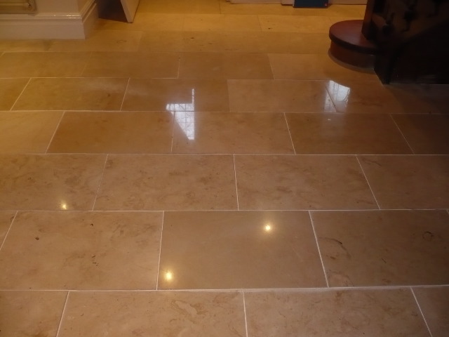 Polished Marble Floor after cleaning and burnishing