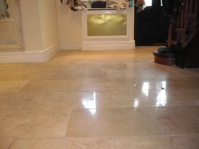 Polished Marble Floor before cleaning and burnishing