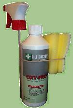 Spray on cleaning solution specially formulated for the cleaning of shower tiles