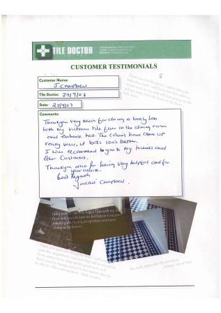 Testimonial from J Campbell