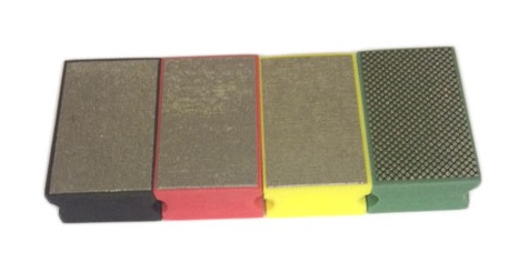 Set of four hand use burnishing blocks in 60, 100, 200 and 400 grit blocks