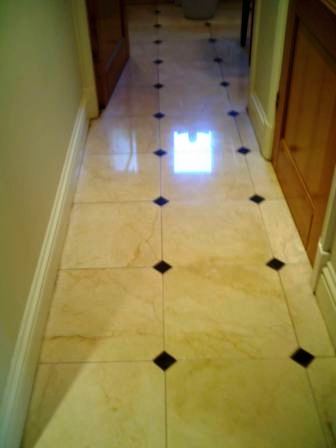 Crema Marfil polished Marble floor after renovation by Tile Doctor