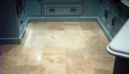 Travertine Floor after Cleaning, Sealing and grout recolouring.