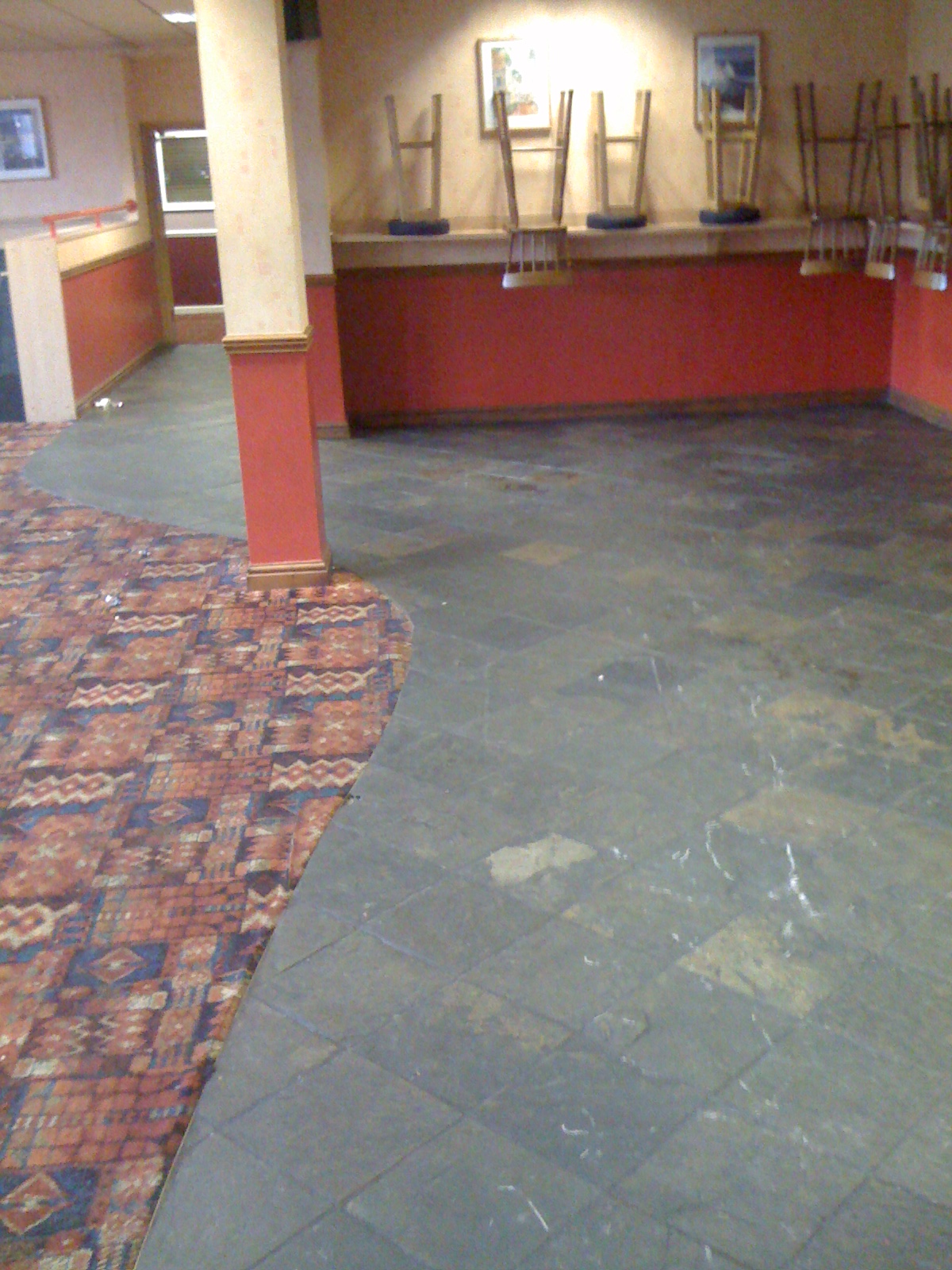 Slate Floor in a workings mens club in desperate need of a clean and seal